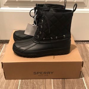 NWT Black Quilted Sperry Gosling Boots Sz 9